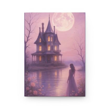 Dreamy Gothic Hardcover Journal with Moonlit Mansion Design, Writing Diary, Gift for Writers, Notebook for Journaling, Gothic Decor