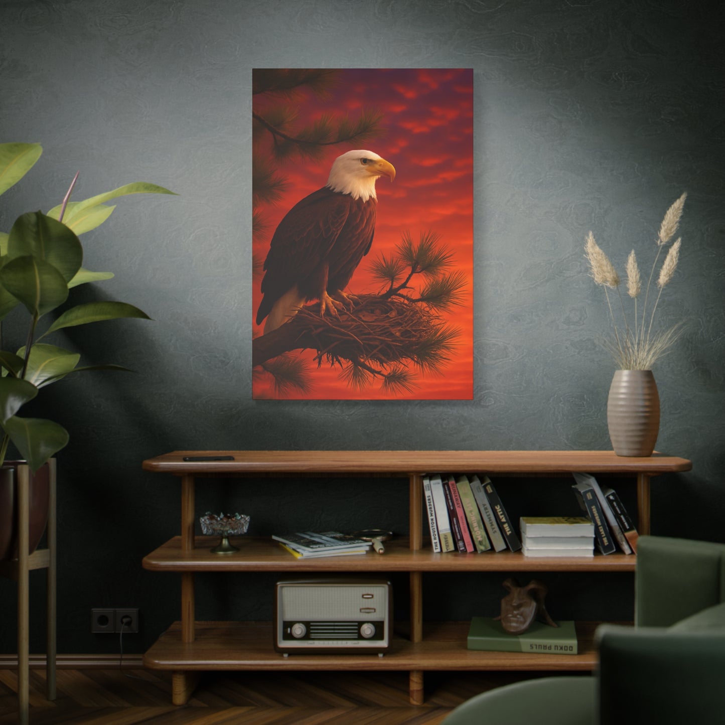 Eagle Sunset Canvas Wall Art, Home Decor, Wildlife Lover Gift, Nature Wall Art, American Eagle Print, Living Room Decor