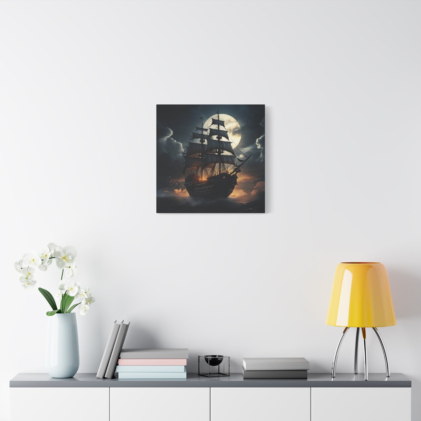 Nautical Canvas Art, Pirate Ship Wall Decor, Gothic Home Decor, Ocean Themed Artwork, Halloween Decor, Gift for Sailors