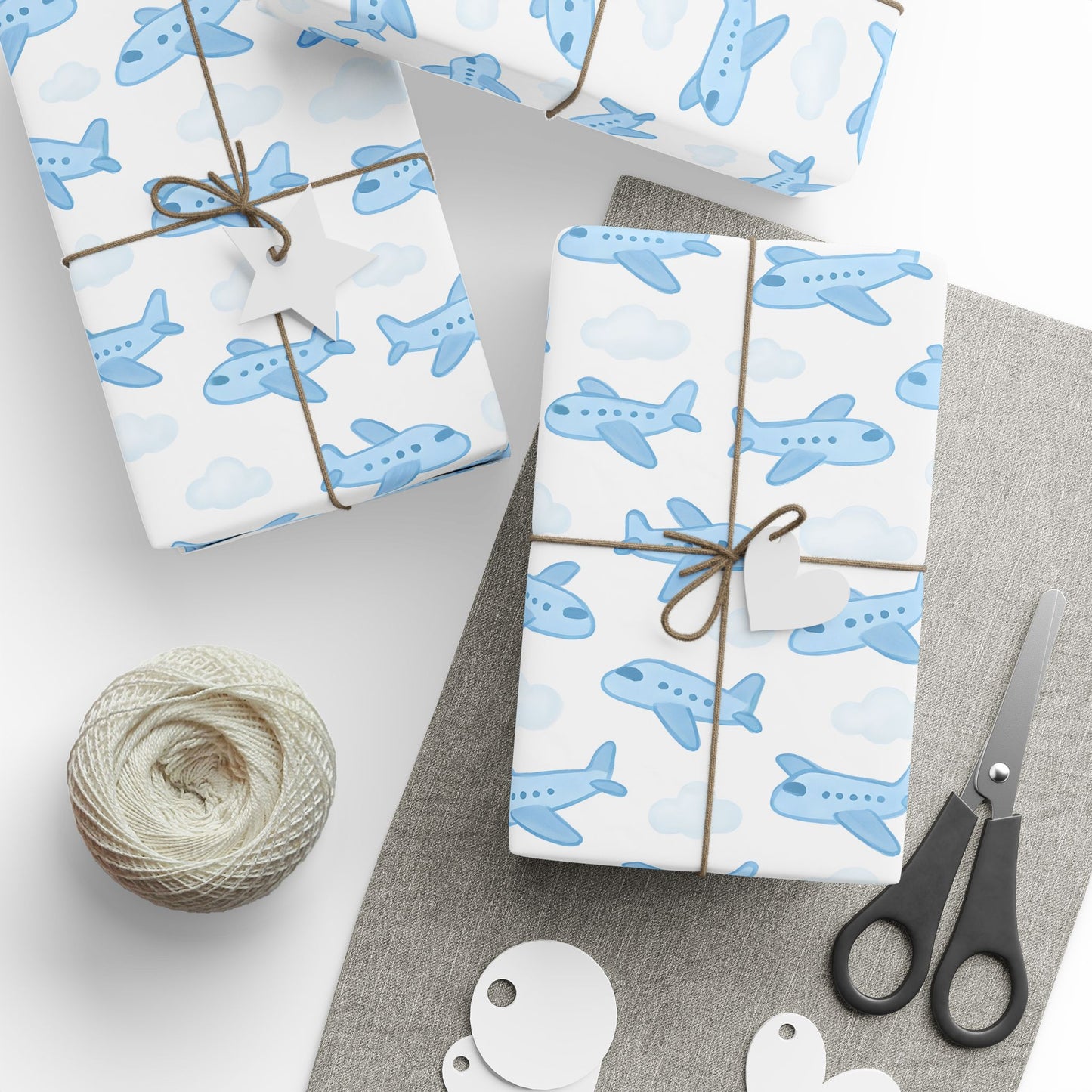 Airplane Themed Wrapping Paper, Gift Wrap for Kids, Birthday, Baby Shower, Travel Lovers, Aviation Decor