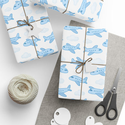 Airplane Themed Wrapping Paper, Gift Wrap for Kids, Birthday, Baby Shower, Travel Lovers, Aviation Decor