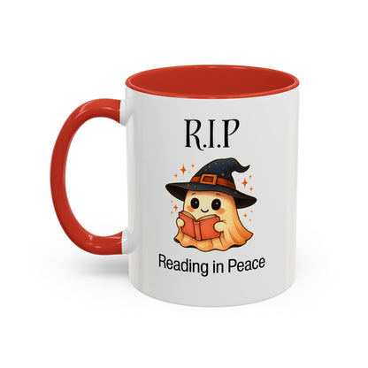 Halloween Reading Mug, Cute Ghost Coffee Cup, Spooky Gift for Book Lovers, Witchy Kitchen Decor, Fun Halloween Gift, Reading Ghost