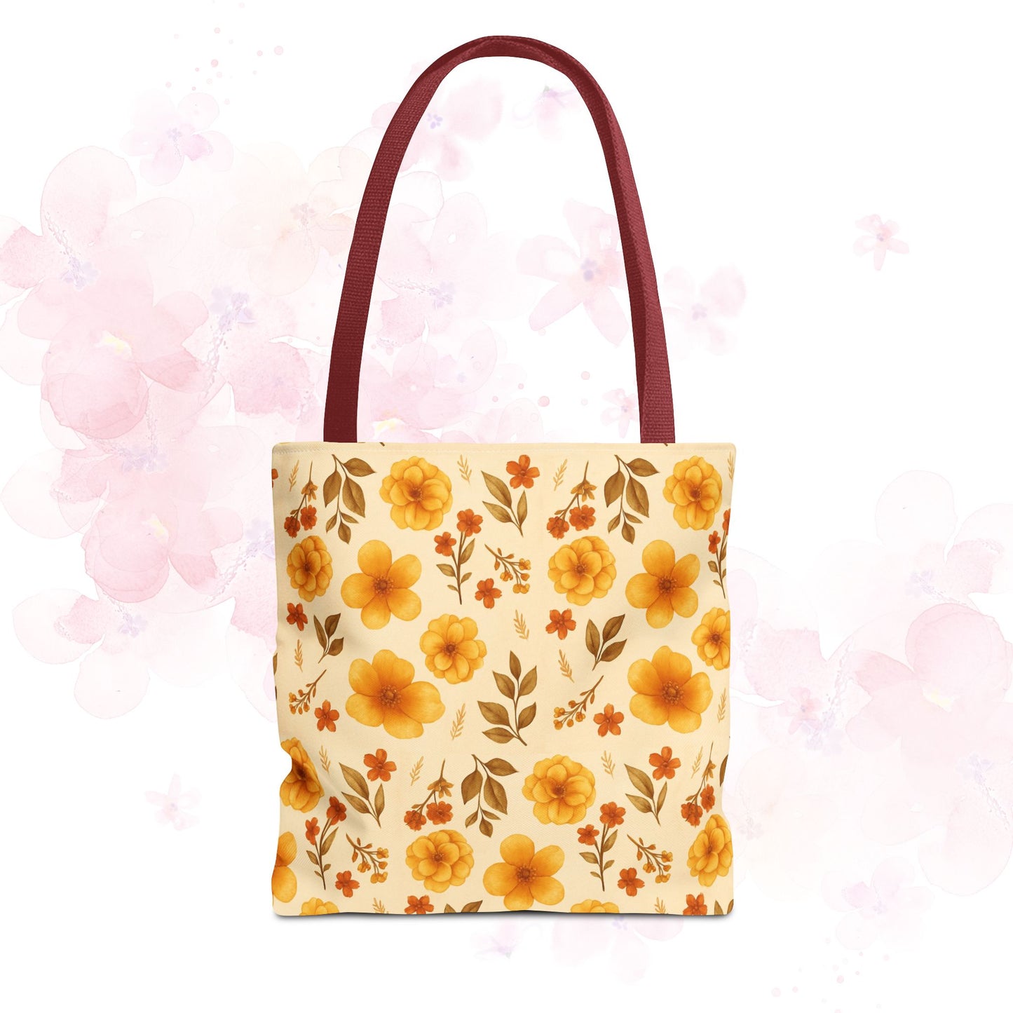 Floral Tote Bag, Stylish Reusable Shopping Bag, Eco-Friendly Gift for Her, Summer Essentials, Beach Bag, Floral Design, Yellow Flowers