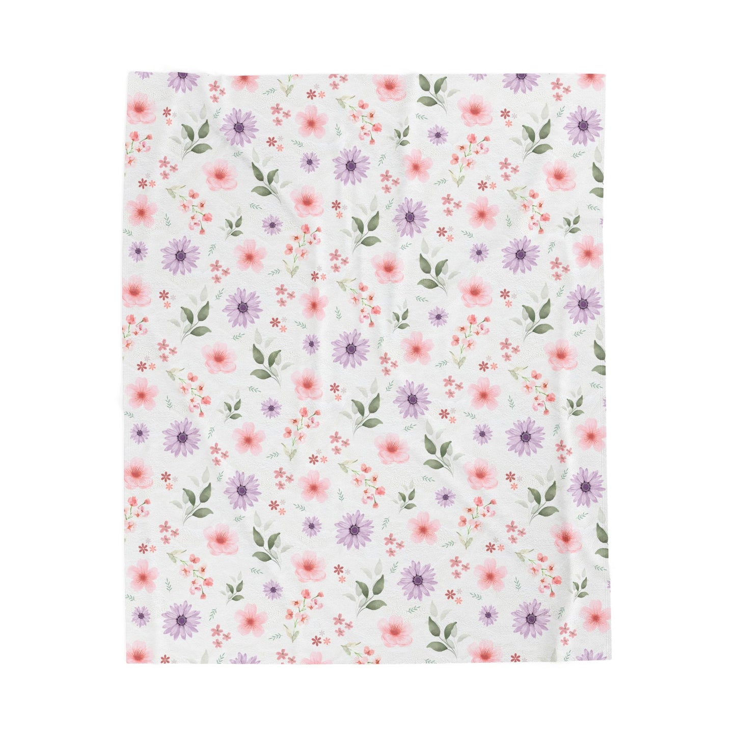 Cozy Floral Velveteen Plush Blanket | Soft Throw for Home Decor, Seasonal Gifts, Nursery, Picnics, and Relaxation, Spring Flower Nursery