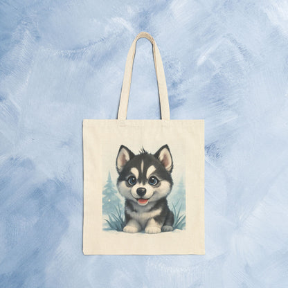 Adorable Husky Tote Bag, Cute Dog Lover Gift, Eco-Friendly Shopping Bag, Pet Lover Accessory, Winter Vibes Canvas Bag, Dog Dad, Dog Mom