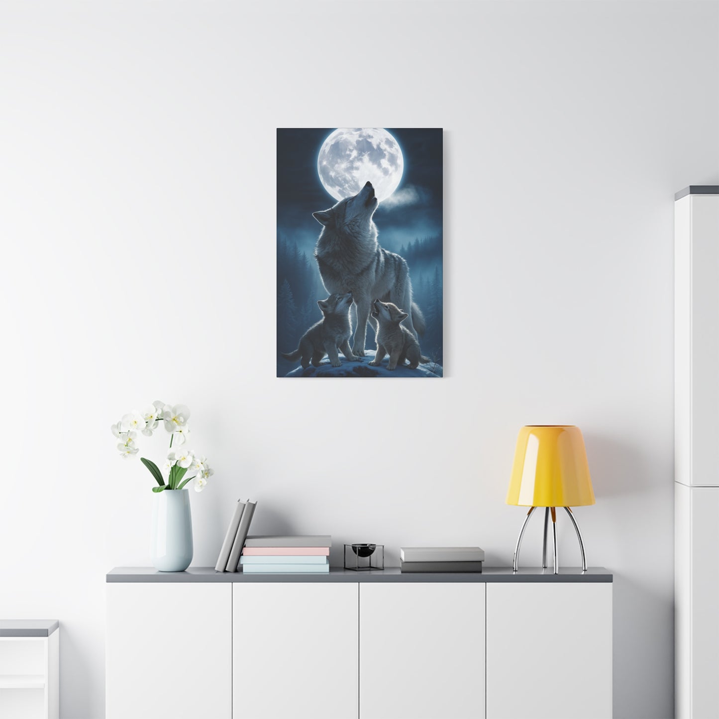 Wolf Howling Moon Canvas Print, Wildlife Wall Art, Nursery Decor, Gift for Animal Lovers, Home Decor