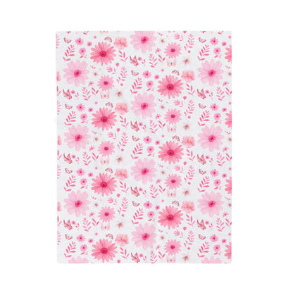 Floral Velveteen Plush Blanket - Cozy Home Decor, Flower Blanket, Gift for Her, Nursery Throw, Spring Decor