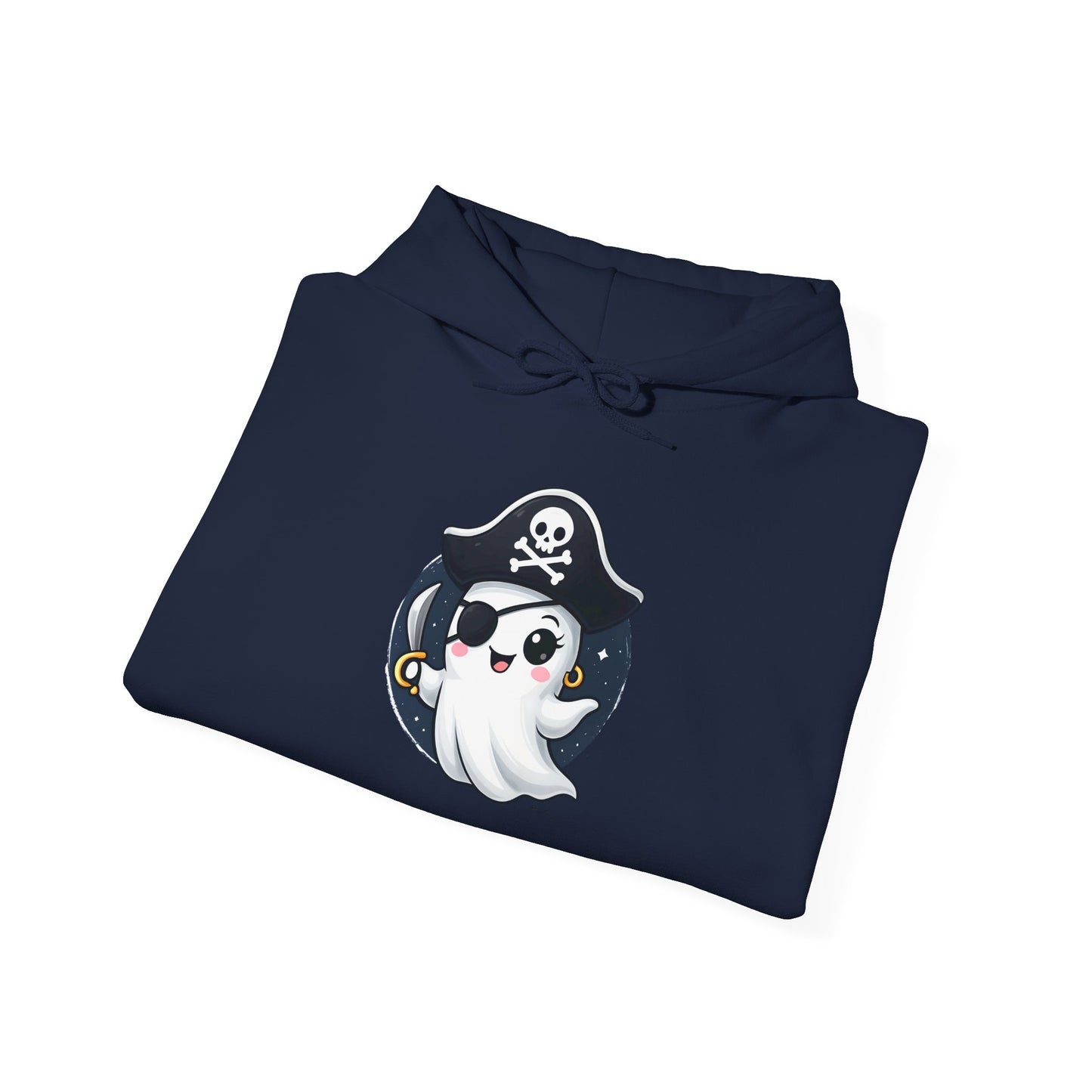 Pirate Ghost Hoodie, Cozy Hooded Sweatshirt for Halloween, Unisex Casual Wear, Cute Gift for Kids and Adults, Spooky Apparel