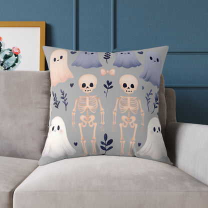 Spooky Halloween Pillow - Ghosts & Skeletons Design, Throw Pillow, Decorative Cushion, Halloween Decor, Home Cozy
