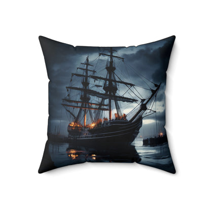 Nautical Adventure Pillow, Coastal Decor, Pirate Ship Cushion, Maritime Home Accents, Gift for Sailors