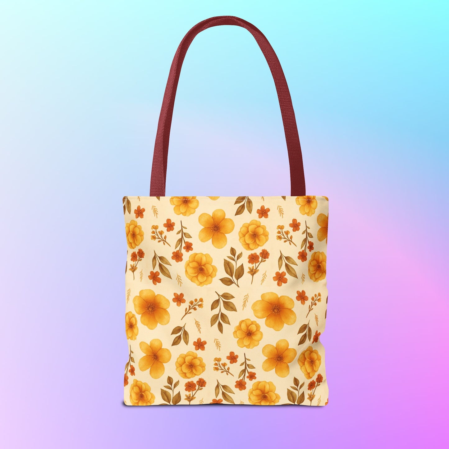 Floral Tote Bag, Stylish Reusable Shopping Bag, Eco-Friendly Gift for Her, Summer Essentials, Beach Bag, Floral Design, Yellow Flowers