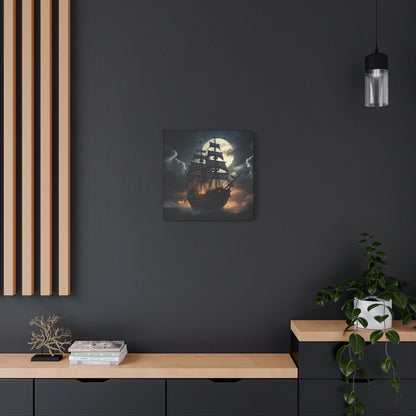 Nautical Canvas Art, Pirate Ship Wall Decor, Gothic Home Decor, Ocean Themed Artwork, Halloween Decor, Gift for Sailors