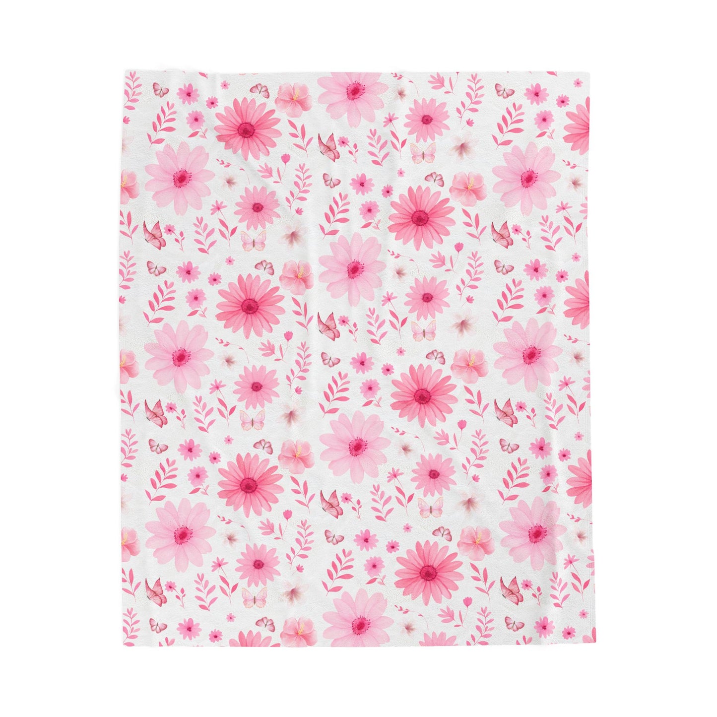 Floral Velveteen Plush Blanket - Cozy Home Decor, Flower Blanket, Gift for Her, Nursery Throw, Spring Decor