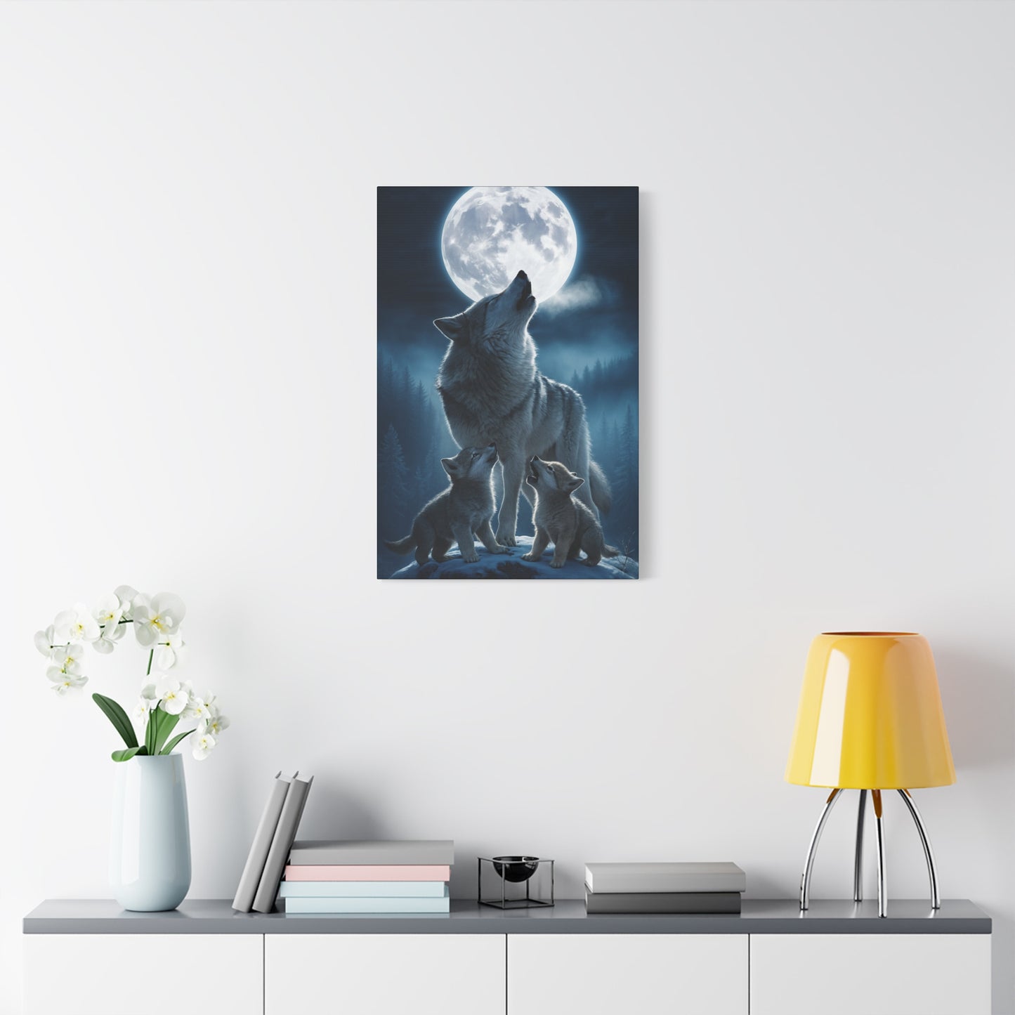 Wolf Howling Moon Canvas Print, Wildlife Wall Art, Nursery Decor, Gift for Animal Lovers, Home Decor