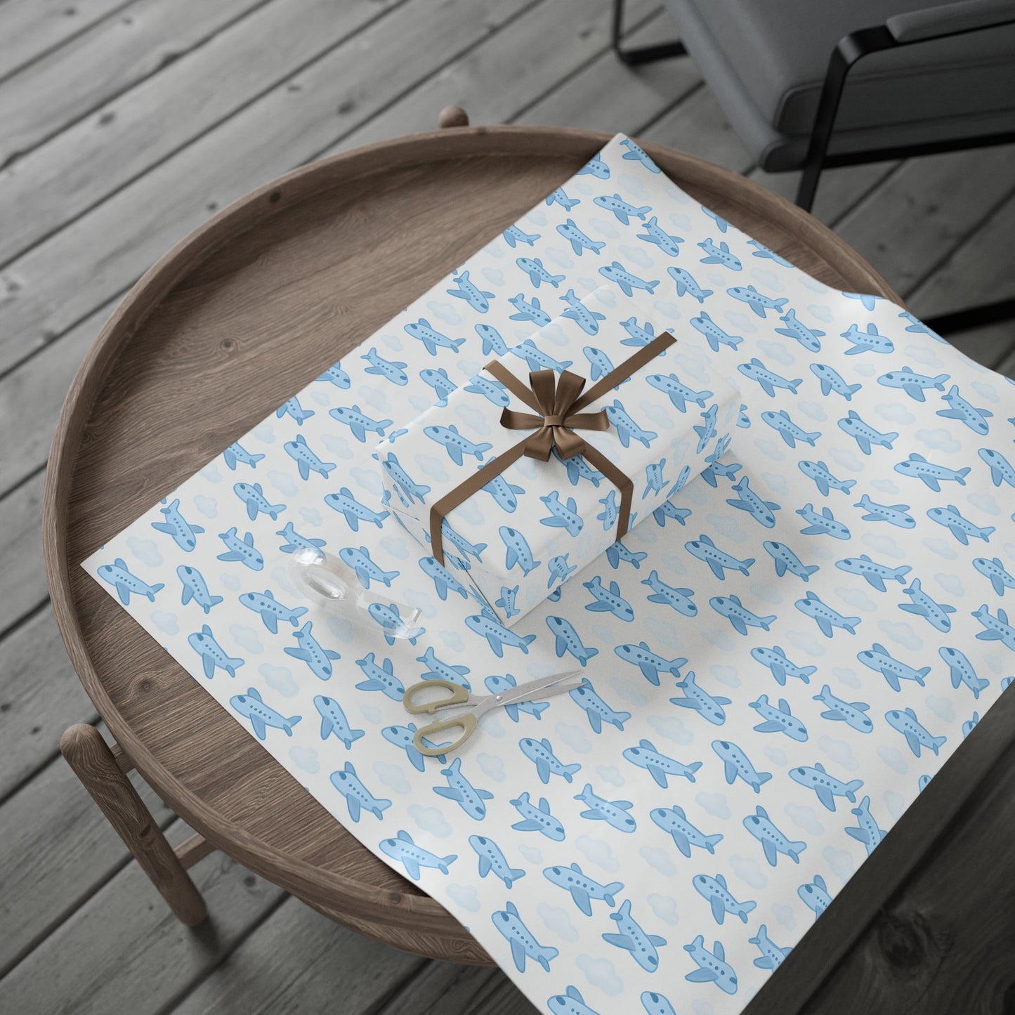 Airplane Themed Wrapping Paper, Gift Wrap for Kids, Birthday, Baby Shower, Travel Lovers, Aviation Decor