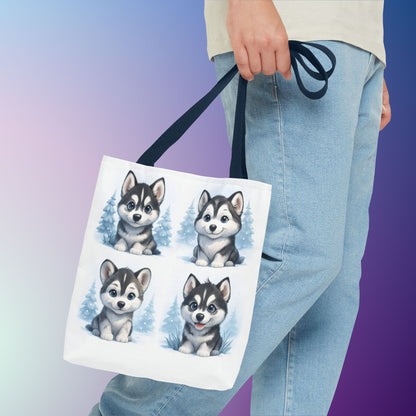 Adorable Husky Dog Tote Bag, Cute Animal Lover Gift, Eco-Friendly Shopping Bag, Stylish Pet Parent Accessory, Ideal for Birthdays, Dog Dad