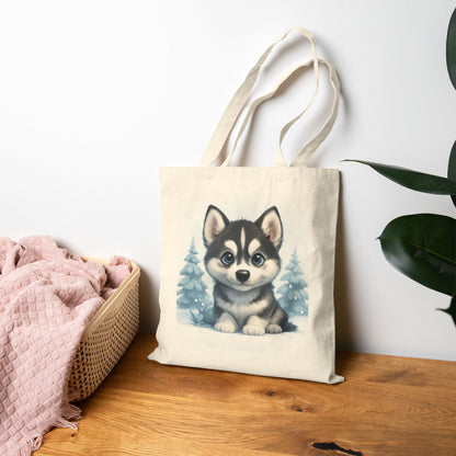 Adorable Husky Tote Bag, Cute Dog Lover Gift, Eco-Friendly Shopping Bag, Pet Lover Accessory, Winter Vibes Canvas Bag, Dog Dad, Dog Mom
