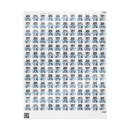 Husky Pattern Wrapping Paper, Dog Lover Gift Wrap, Unique Holiday Wrapping, Birthday Gift Wrap, Pet Themed Wrapping Paper, Winter themed Wrapping Paper