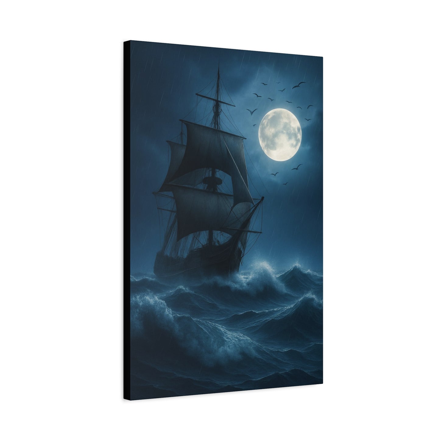 Nautical Themed Wall Art, Moonlit Ship Canvas Print, Ocean Decor, Maritime Home Decor, Night Scene Artwork, Gift for Sailors, Pirate Ship