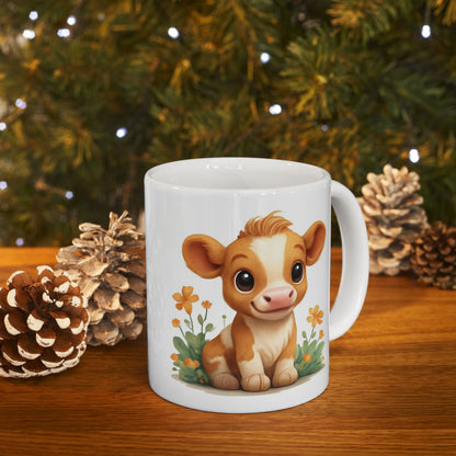 Baby Cow Ceramic Mug, Gift for Cow Lovers, Coffee Mug, Animal Lover's Cup, Housewarming Present, Homestead Farmer Gift,