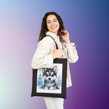 Adorable Husky Tote Bag, Cute Dog Lover Gift, Eco-Friendly Shopping Bag, Pet Lover Accessory, Winter Vibes Canvas Bag, Dog Dad, Dog Mom