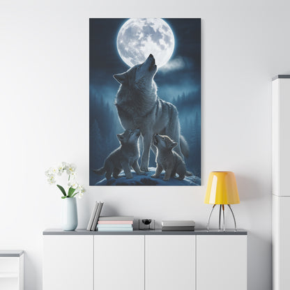 Wolf Howling Moon Canvas Print, Wildlife Wall Art, Nursery Decor, Gift for Animal Lovers, Home Decor
