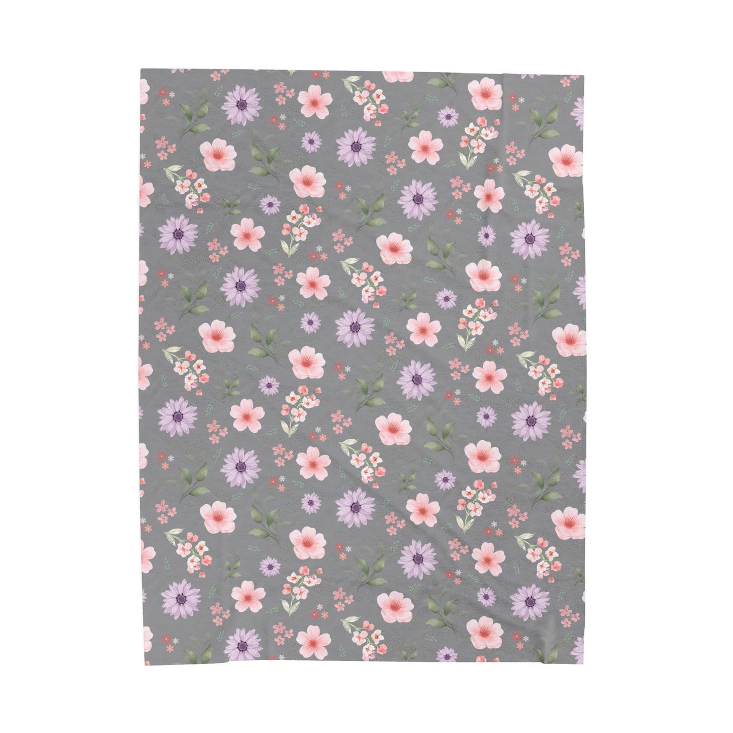 Cozy Floral Velveteen Plush Blanket - Perfect for Home Decor, Gifts, Living Room, Outdoor Picnics, Spring Flower Nursery, Gray Nursery