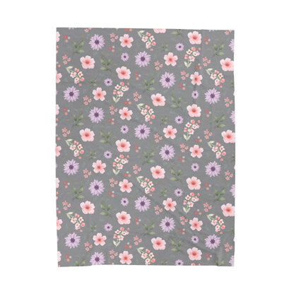 Cozy Floral Velveteen Plush Blanket - Perfect for Home Decor, Gifts, Living Room, Outdoor Picnics, Spring Flower Nursery, Gray Nursery