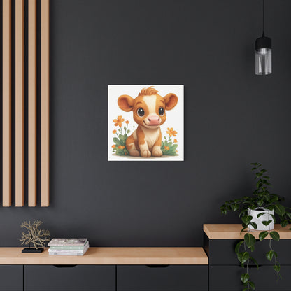 Cute Cow Canvas Art Print, Kid's Room Decor, Animal Lovers Gift, Nursery Wall Art, Farmhouse Style Decor
