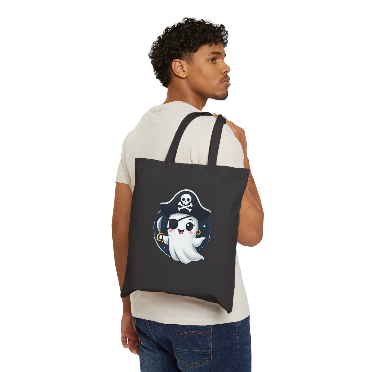 Pirate Ghost Tote Bag | Cute Halloween Bag, Canvas Shopping Bag, Ghost Lover Gift, Eco-Friendly Tote, Trick or Treat Bag