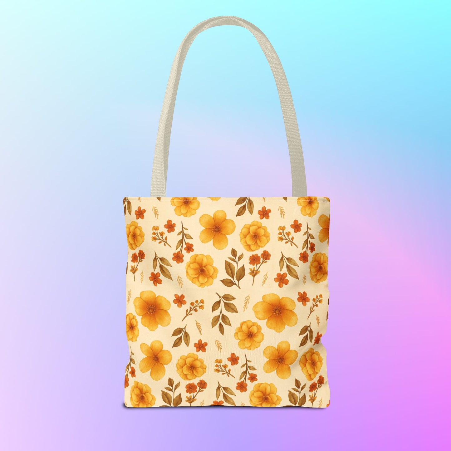 Floral Tote Bag, Stylish Reusable Shopping Bag, Eco-Friendly Gift for Her, Summer Essentials, Beach Bag, Floral Design, Yellow Flowers