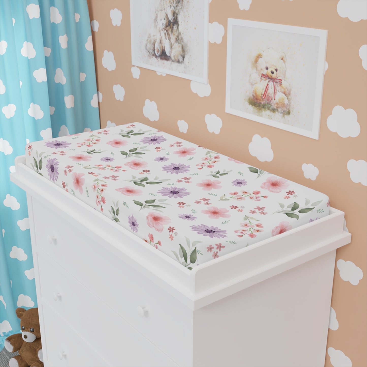 Floral Baby Changing Pad Cover - Soft and Stylish Nursery Accessory, Perfect Baby Shower Gift, Floral Nursery Decor, Baby Essentials