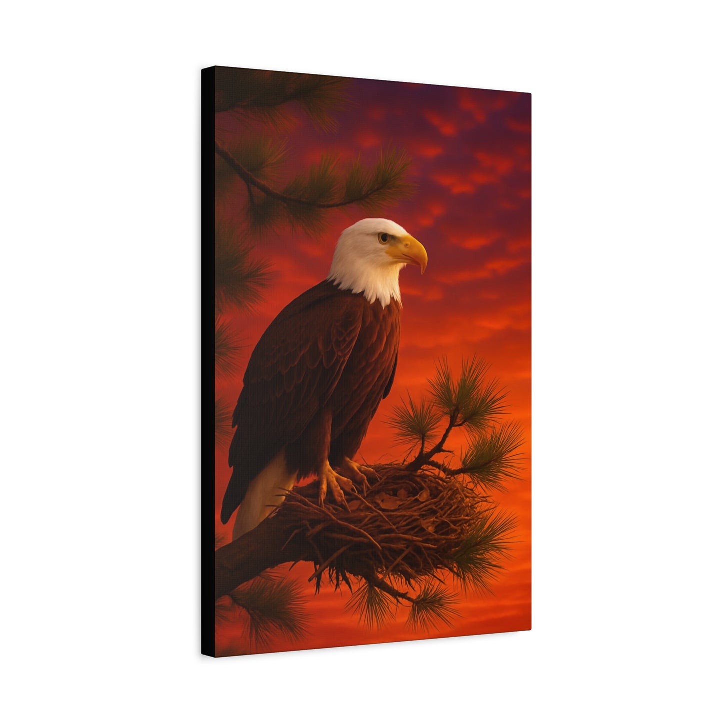 Eagle Sunset Canvas Wall Art, Home Decor, Wildlife Lover Gift, Nature Wall Art, American Eagle Print, Living Room Decor