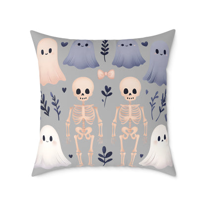 Spooky Halloween Pillow - Ghosts & Skeletons Design, Throw Pillow, Decorative Cushion, Halloween Decor, Home Cozy