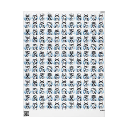 Husky Pattern Wrapping Paper, Dog Lover Gift Wrap, Unique Holiday Wrapping, Birthday Gift Wrap, Pet Themed Wrapping Paper, Winter themed Wrapping Paper