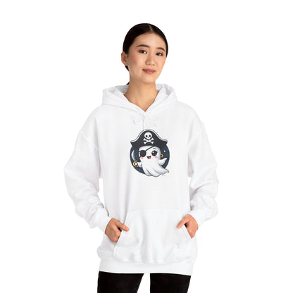 Pirate Ghost Hoodie, Cozy Hooded Sweatshirt for Halloween, Unisex Casual Wear, Cute Gift for Kids and Adults, Spooky Apparel
