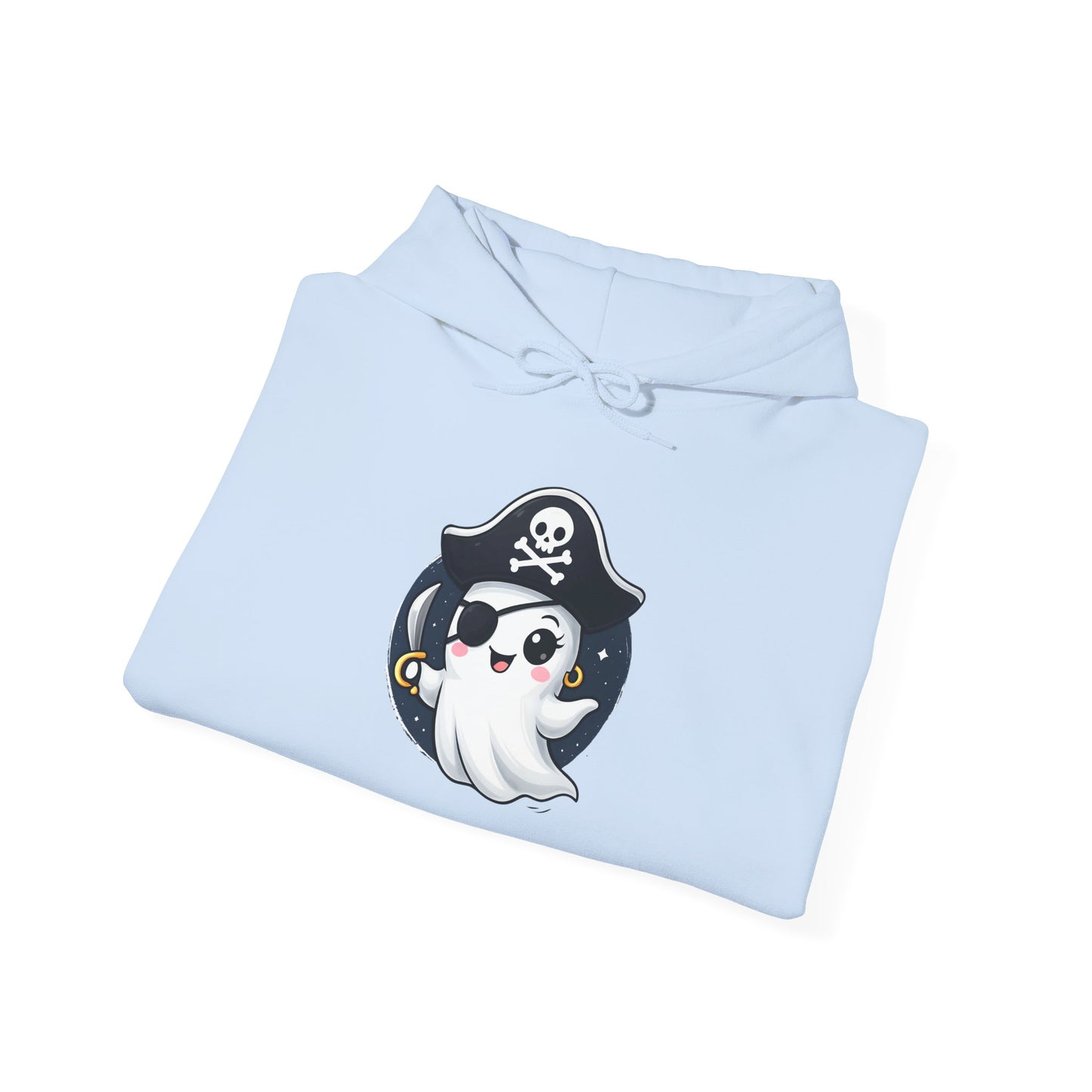 Pirate Ghost Hoodie, Cozy Hooded Sweatshirt for Halloween, Unisex Casual Wear, Cute Gift for Kids and Adults, Spooky Apparel
