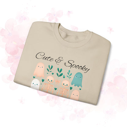 Cute & Spooky Vibes Crewneck Sweatshirt, Unisex Sweatshirt, Halloween Apparel, Cozy Casual Wear, Ghost Design, Comfortable Top