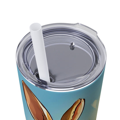 Whimsical Bunny Skinny Tumbler | 20oz Water Bottle, Cute Rabbit Design, Perfect for Spring, Easter, Animal Lovers, Eco-Friendly