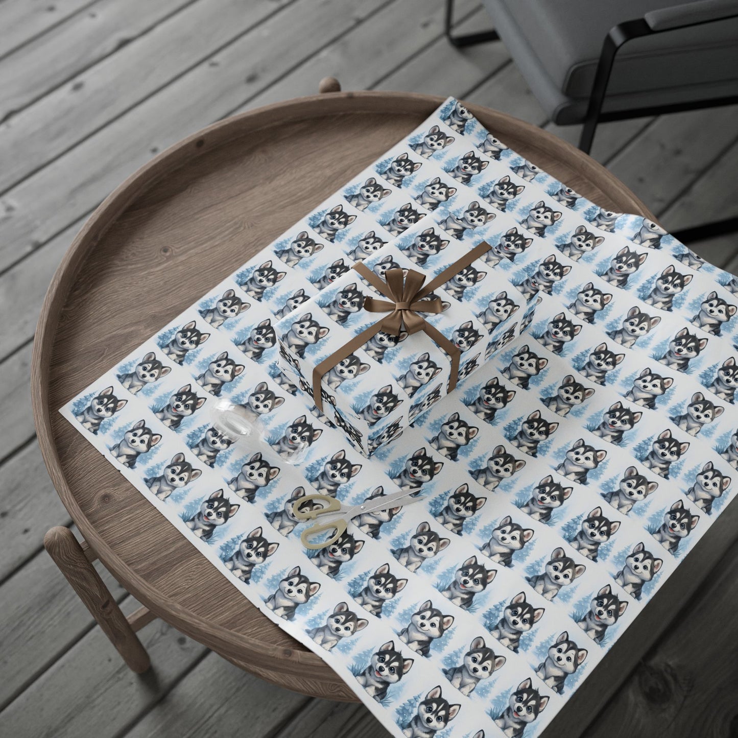 Husky Pattern Wrapping Paper, Dog Lover Gift Wrap, Unique Holiday Wrapping, Birthday Gift Wrap, Pet Themed Wrapping Paper, Winter themed Wrapping Paper