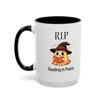 Halloween Reading Mug, Cute Ghost Coffee Cup, Spooky Gift for Book Lovers, Witchy Kitchen Decor, Fun Halloween Gift, Reading Ghost