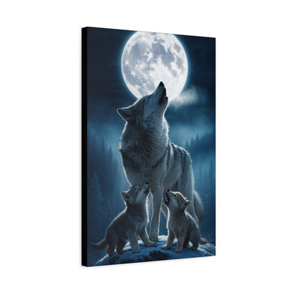 Wolf Howling Moon Canvas Print, Wildlife Wall Art, Nursery Decor, Gift for Animal Lovers, Home Decor