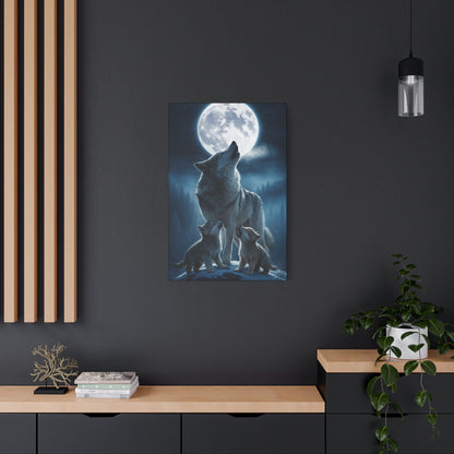 Wolf Howling Moon Canvas Print, Wildlife Wall Art, Nursery Decor, Gift for Animal Lovers, Home Decor