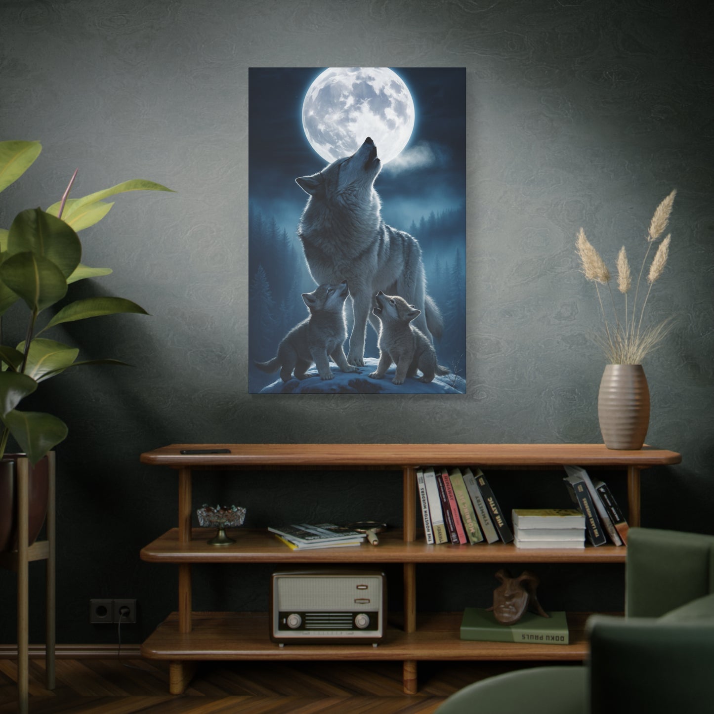 Wolf Howling Moon Canvas Print, Wildlife Wall Art, Nursery Decor, Gift for Animal Lovers, Home Decor