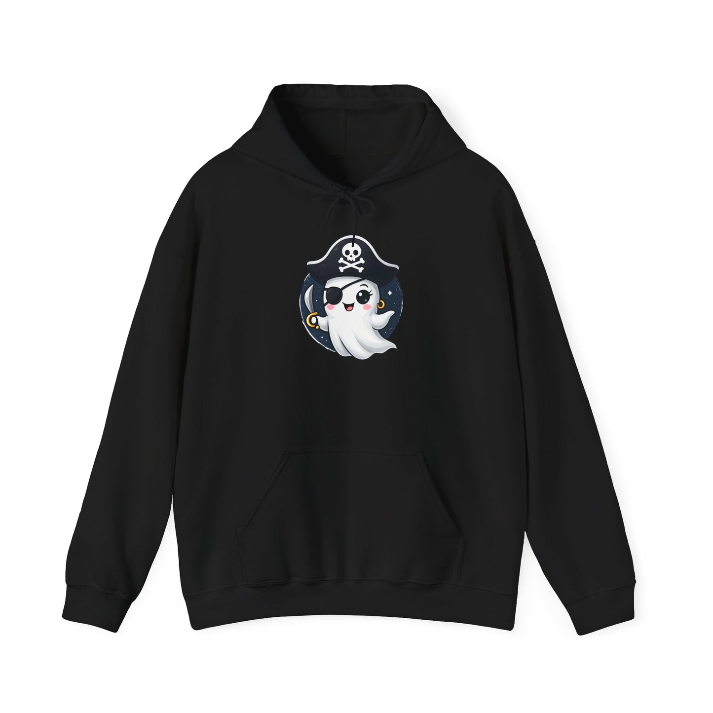 Pirate Ghost Hoodie, Cozy Hooded Sweatshirt for Halloween, Unisex Casual Wear, Cute Gift for Kids and Adults, Spooky Apparel
