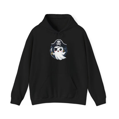 Pirate Ghost Hoodie, Cozy Hooded Sweatshirt for Halloween, Unisex Casual Wear, Cute Gift for Kids and Adults, Spooky Apparel