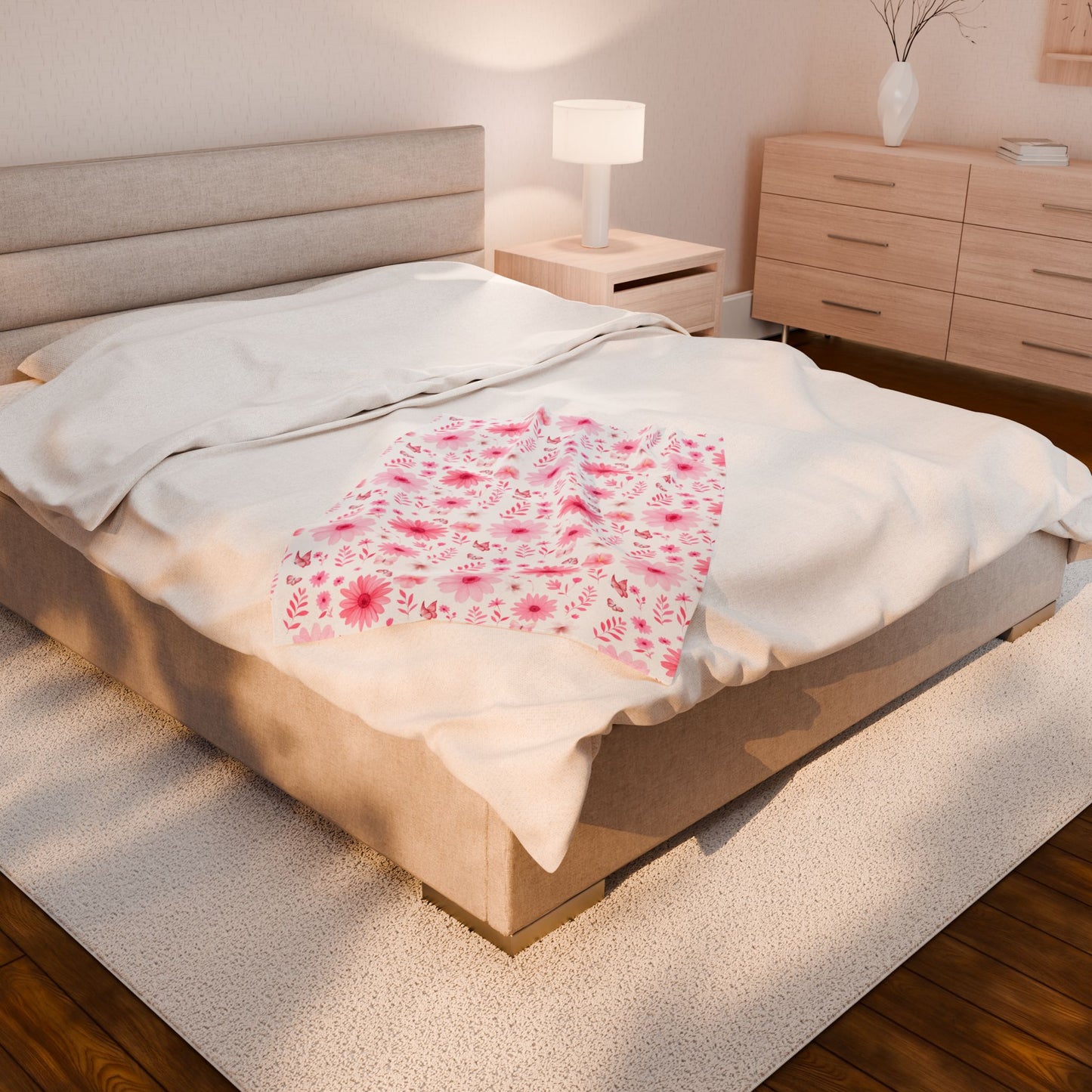 Floral Velveteen Plush Blanket - Cozy Home Decor, Flower Blanket, Gift for Her, Nursery Throw, Spring Decor