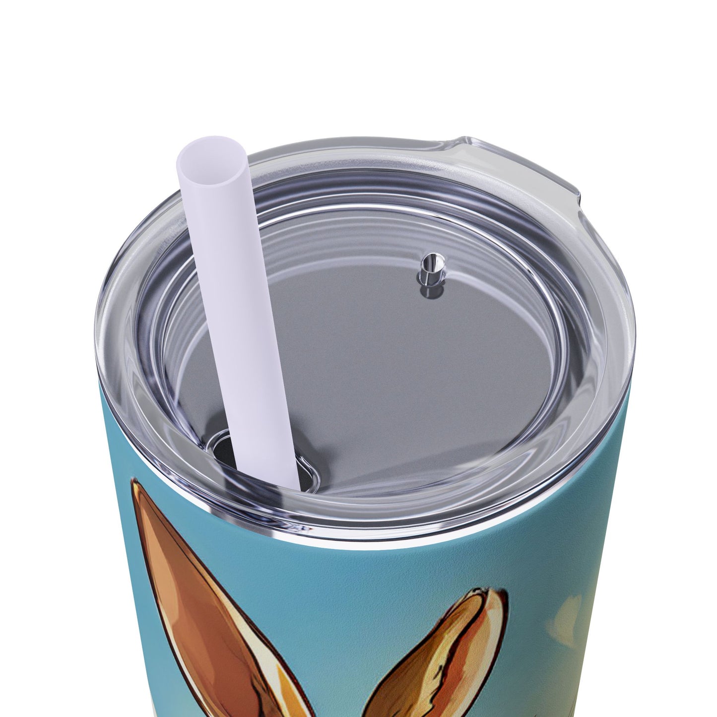 Whimsical Bunny Skinny Tumbler | 20oz Water Bottle, Cute Rabbit Design, Perfect for Spring, Easter, Animal Lovers, Eco-Friendly