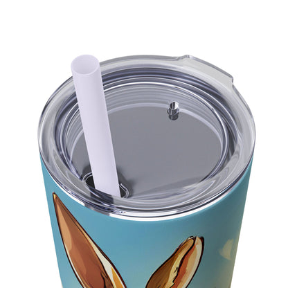 Whimsical Bunny Skinny Tumbler | 20oz Water Bottle, Cute Rabbit Design, Perfect for Spring, Easter, Animal Lovers, Eco-Friendly