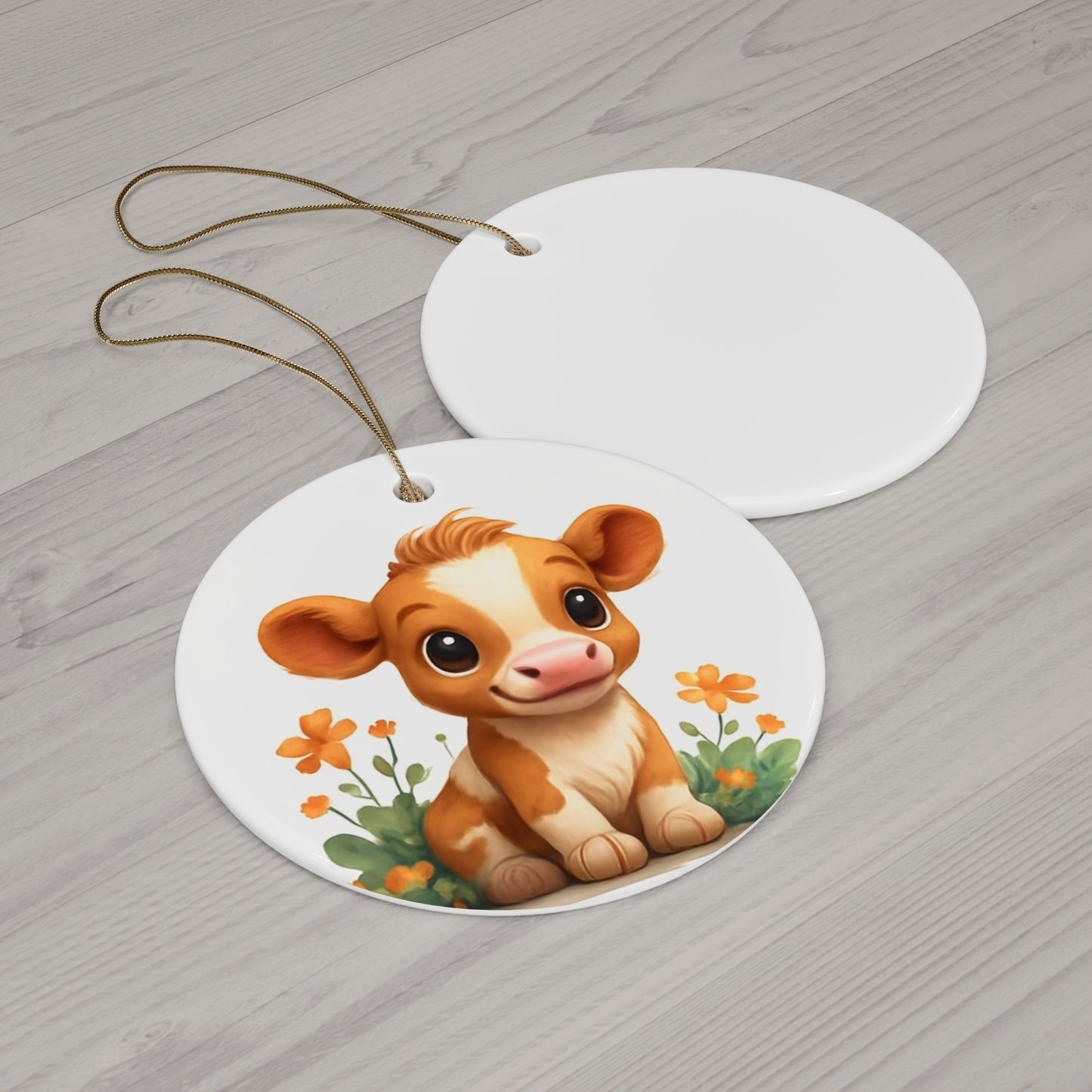 Cute Cow Ceramic Ornament - Farmhouse Decor, Holiday Gift, Baby Shower, Nursery Decoration, Pet Lover's Gift